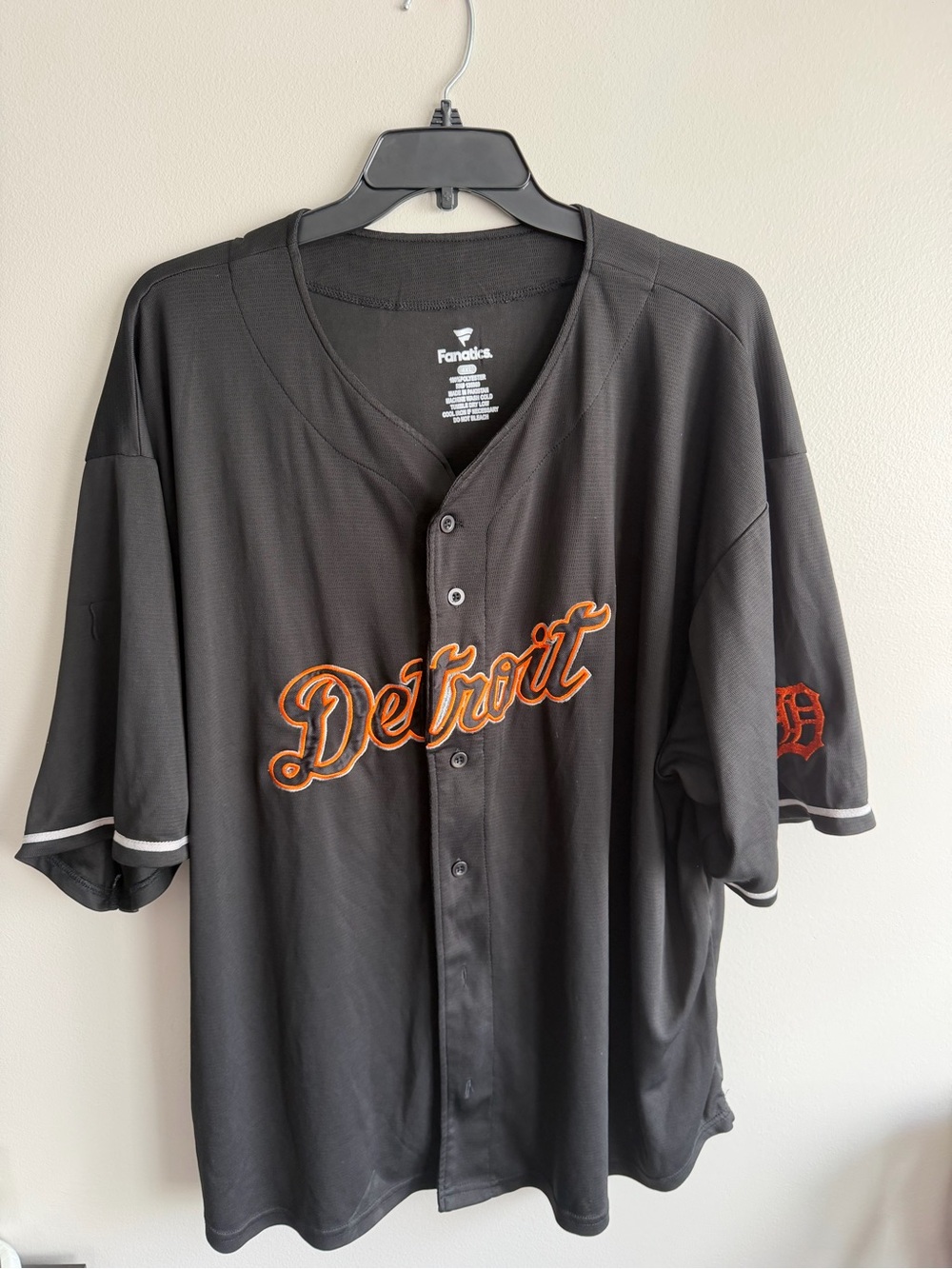 Fanatics Detroit Script Baseball Jersey - Black & Orange Trim